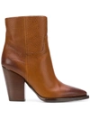 Saint Laurent Pointed Ankle Boots In Brown