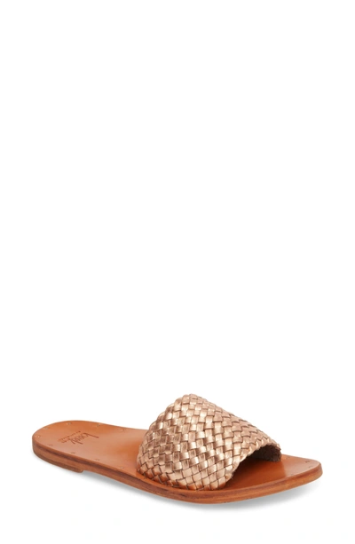 Beek Osprey Woven Slide Sandal In Rose Gold/ Tan