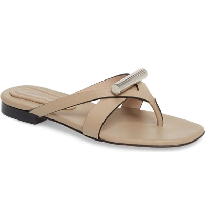 Stuart Weitzman Arro Flat Thong Slide Sandals In Brownstone Dexter