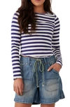 Free People Be My Baby Stripe Long Sleeve Top In Classic Combo