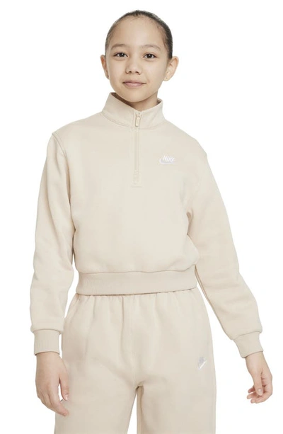 Nike Sportswear Club Fleece Big Kids' (girls') 1/2-zip Long-sleeve Top In Brown