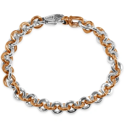 Pompeii3 Men's Link Rolo 14k Gold (40gram) Or Platinum (65gram) 9mm Bracelet 8" In Silver