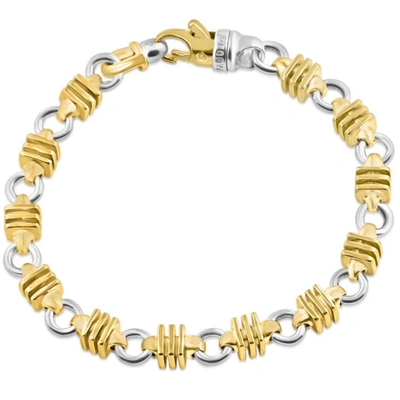 Pompeii3 Men's Solid 14k Gold (57grams) Or Platinum (91gram) Two Tone 8mm Bracelet 8.75" In Multi