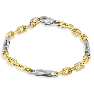 Pompeii3 Men's Figaro 14k Gold (25gram) Or Platinum (41gram) 5mm Link Bracelet 8.5" In Silver