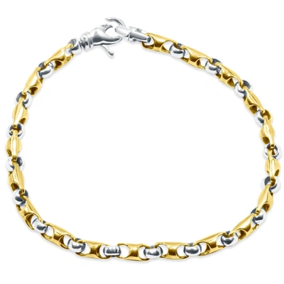 Pompeii3 Men's Link 14k Gold (19gram) Or Platinum (32gram) 5mm Bracelet 8" In Multi