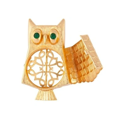 Susan Caplan Vintage 1980s Vintage Avon Owl Locket Brooch