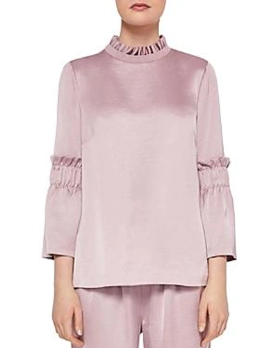 Ted Baker Ted Says Relax Myani Frill-trim Top In Dusky Pink