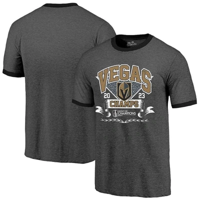 Majestic Threads  Black Vegas Golden Knights 2023 Stanley Cup Champions Ringer Tri-blend T-shirt