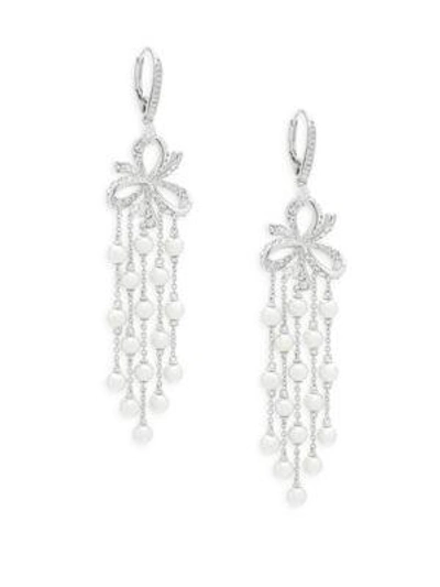 Adriana Orsini Marion Faux Pearl And Crystal Dangle Earrings In Rhodium