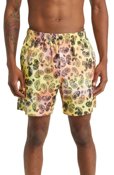 Saturdays Surf Nyc Ambrose Paisley Shorts In Ochre