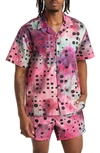 Saturdays Surf Nyc Canty Dots Short Sleeve Camp Shirt In Red Dahlia