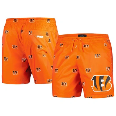 Pro Standard Orange Cincinnati Bengals Allover Print Mini Logo Shorts