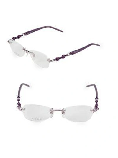 Gucci 51mm Oval Optical Glasses In Violet