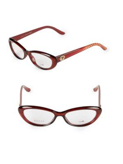 Gucci 55mm Oval Optical Glasses In Red Gold