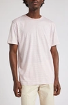 Sunspel Crewneck T-shirt In Shell Pink/white Stripe