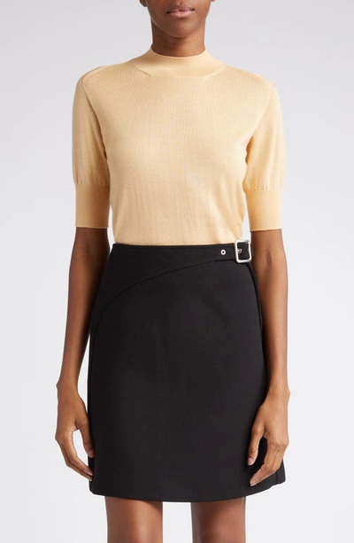 Jil Sander Seamless Short Sleeve Cashmere, Wool & Silk Sweater In Beige