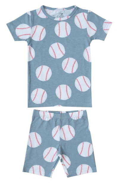 Copper Pearl Babies' Slugger Fitted Two-piece Short Pyjamas In Blue