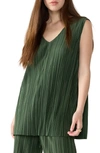 Sanctuary Plissé V-neck Tunic Top In Kombu Green