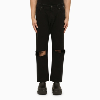 Balenciaga Black Cropped Jeans With Wear