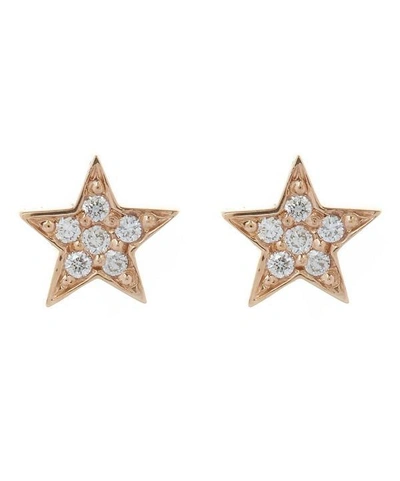 Andrea Fohrman Rose Gold Mini White Diamond Stud Earrings