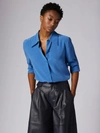 Equipment Leona Long Sleeve Silk Shirt In Blue