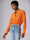 Equipment Leona Long Sleeve Silk Shirt In Orange