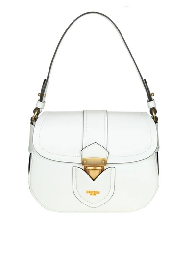 Moschino Shoulder Bag In Leather With Logo Colour White