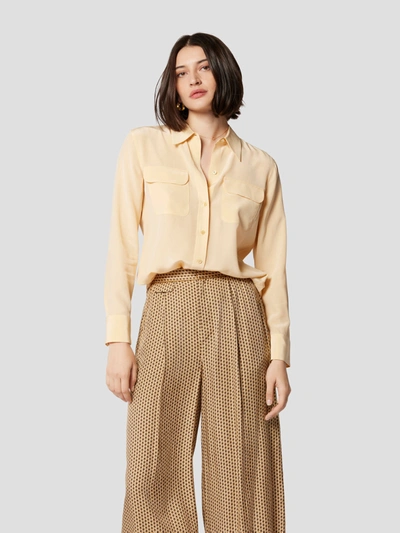 Equipment Slim Signature Silk Shirt In Tan