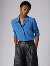 Equipment Leona Long Sleeve Silk Shirt In Bright Cobalt Blue