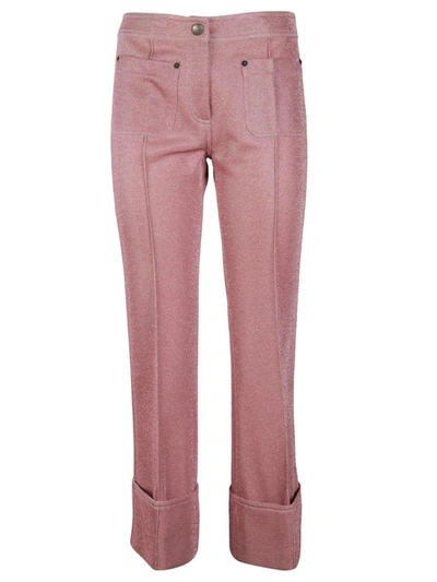 Marco De Vincenzo Cropped Lurex Trousers In Pink