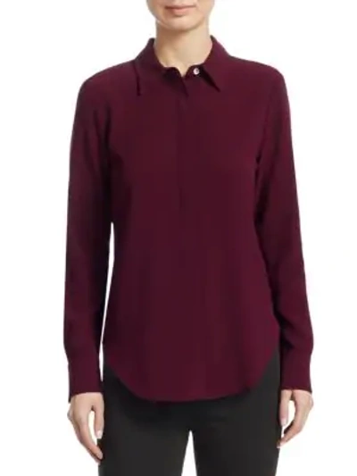 Theory Sunaya Crepe Blouse In Pink Currant