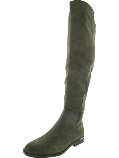 Nine West Allair 2 Womens Wide Calf Suede Knee-high Boots In Green