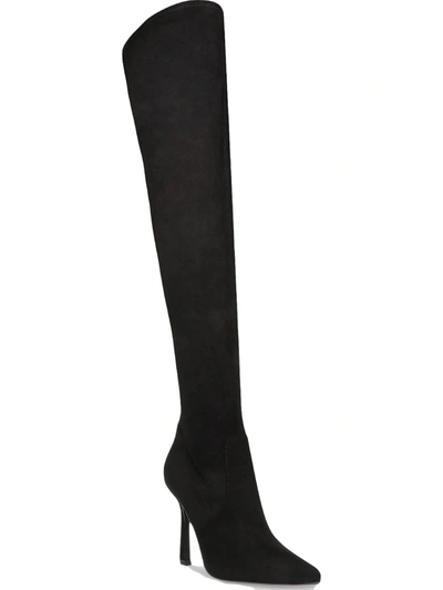 Steve Madden Vanquish Womens Faux Suede Stiletto Thigh-high Boots In Black