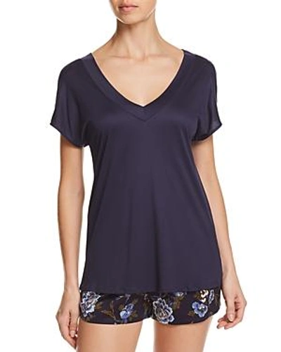 Hanro Zahra Short-sleeve Sleep Top In Crown Blue