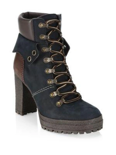 See By Chloé Eileen Nubuck & Leather Hiking Boots In Black