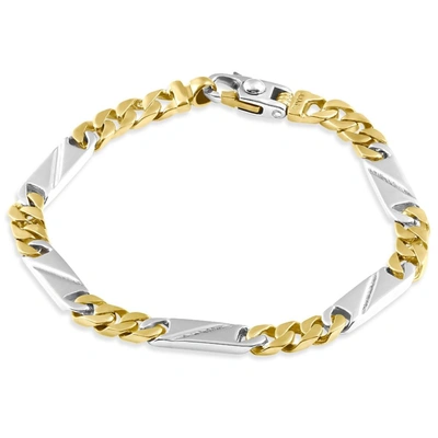 Pompeii3 Men's Figaro Link 14k Gold (22gram) Or Platinum (36gram) 6mm Bracelet 8.5" In Silver