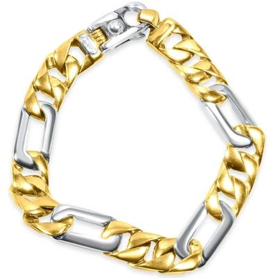Pompeii3 Men's Figaro Link 14k Gold (50gram) Or Platinum (80gram) 11mm Bracelet 8.5" In Silver