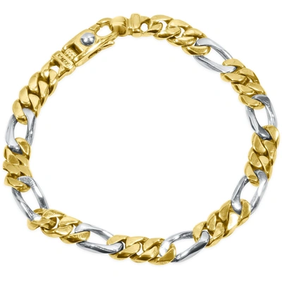 Pompeii3 Men's Figaro Link 14k Gold (41gram) Or Platinum (66gram) 8mm Bracelet 8.5" In Multi