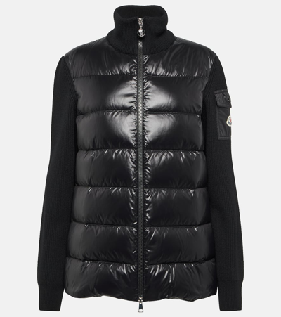 Moncler Down-paneled Wool Jacket In Black