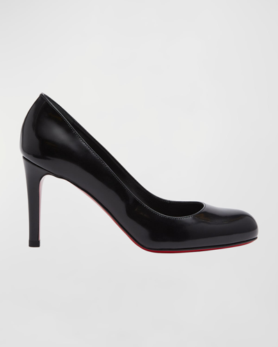 Christian Louboutin Pumppie Abrasivato Red Sole Calfskin Leather Pumps In Black