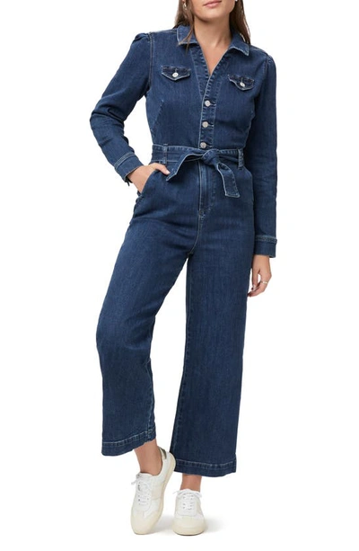 Paige Anessa Crop Flared Denim Jumpsuit In Jilena