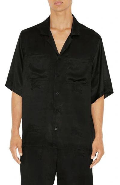 Burberry Ekd Silk Oversized Shirt In Black