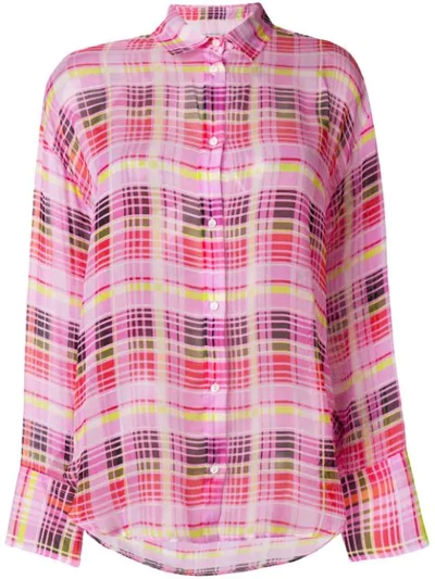 Msgm Checked Shirt In Pink