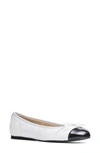 Jon Josef Belle Quilted Ballerina Flat In White/ Black Combo