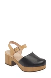 Wonders Platform Clog In Wild Black/ Pergamena Sand