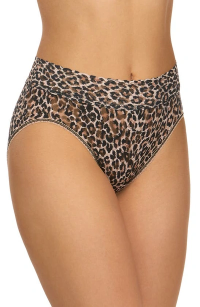 Hanky Panky Leopard Print Signature Lace French Briefs In Brown/ Black