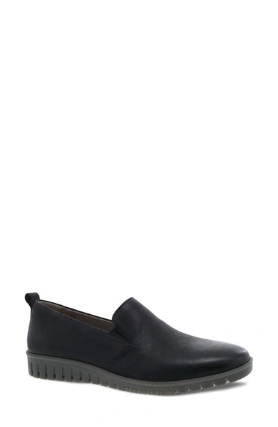 Dansko Linley Slip-on Shoe In Black Burnished Calf