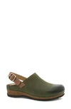 Dansko Merrin Slingback Clog In Olive Burnished Suede