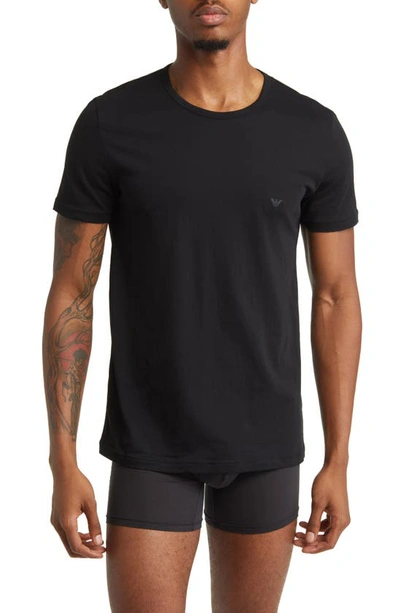 Emporio Armani 3-pack Crewneck Cotton T-shirts In Black