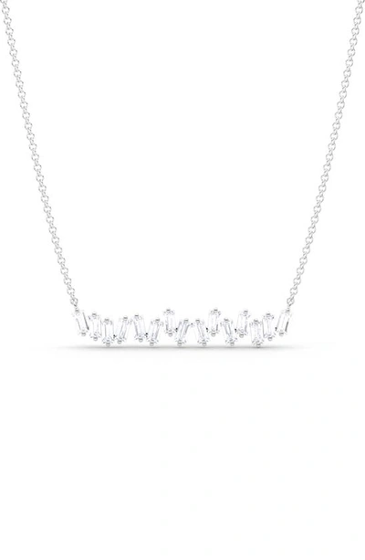 Hautecarat Baguette Lab Created Diamond Pendant Necklace In 18k White Gold